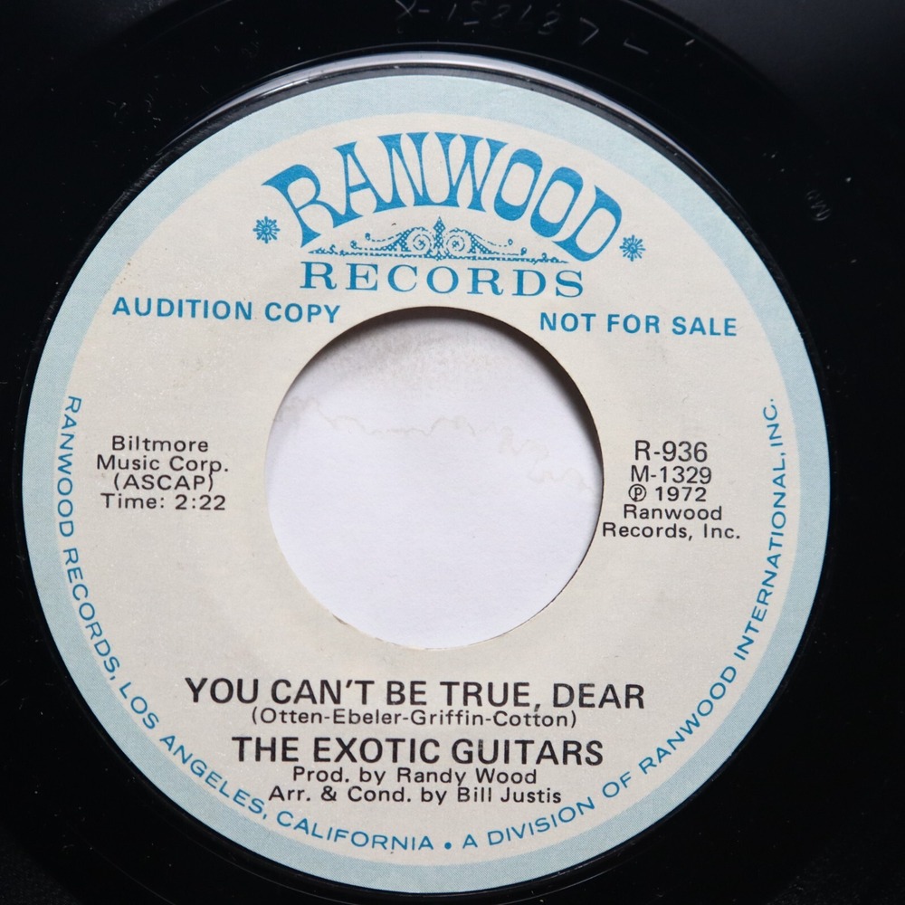 THE EXOTIC GUITARS - YOU CAN'T‎ BE TRUE DEAR / CRUISING DOWN - ROCK 45 *PROMO*